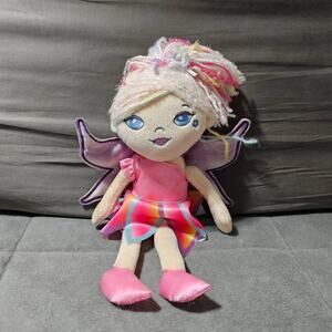 Demdaco Nat Jules Gardenia Plush Doll Fairy Blonde Hair Blue Eyes Pink Wings